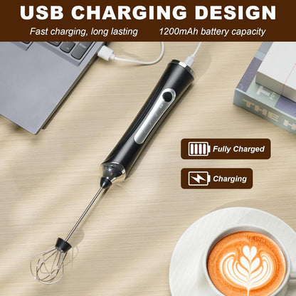 Electric Milk Frother Handheld with 2 Whisks