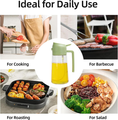 16oz Glass Oil Sprayer & Dispenser 2-in-1 for Cooking