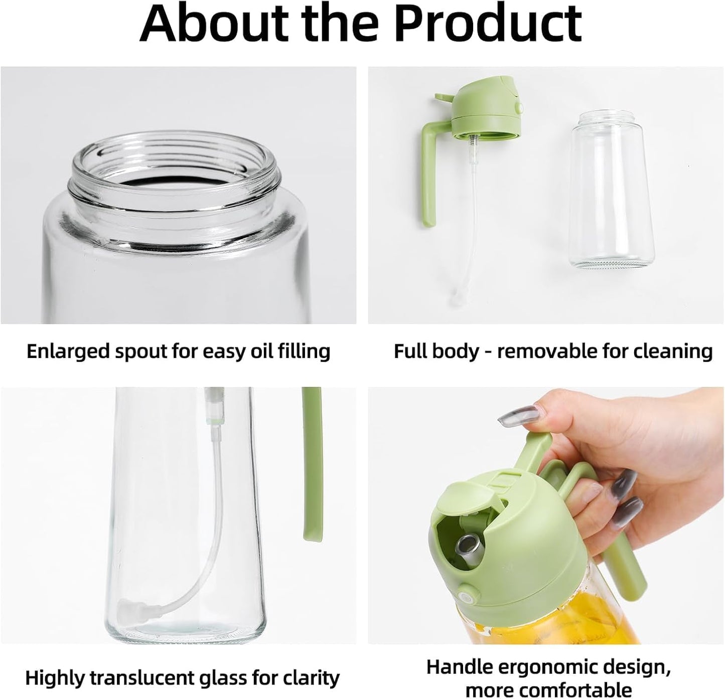 16oz Glass Oil Sprayer & Dispenser 2-in-1 for Cooking