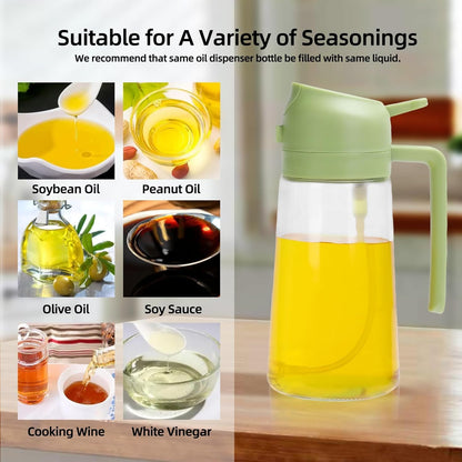 16oz Glass Oil Sprayer & Dispenser 2-in-1 for Cooking