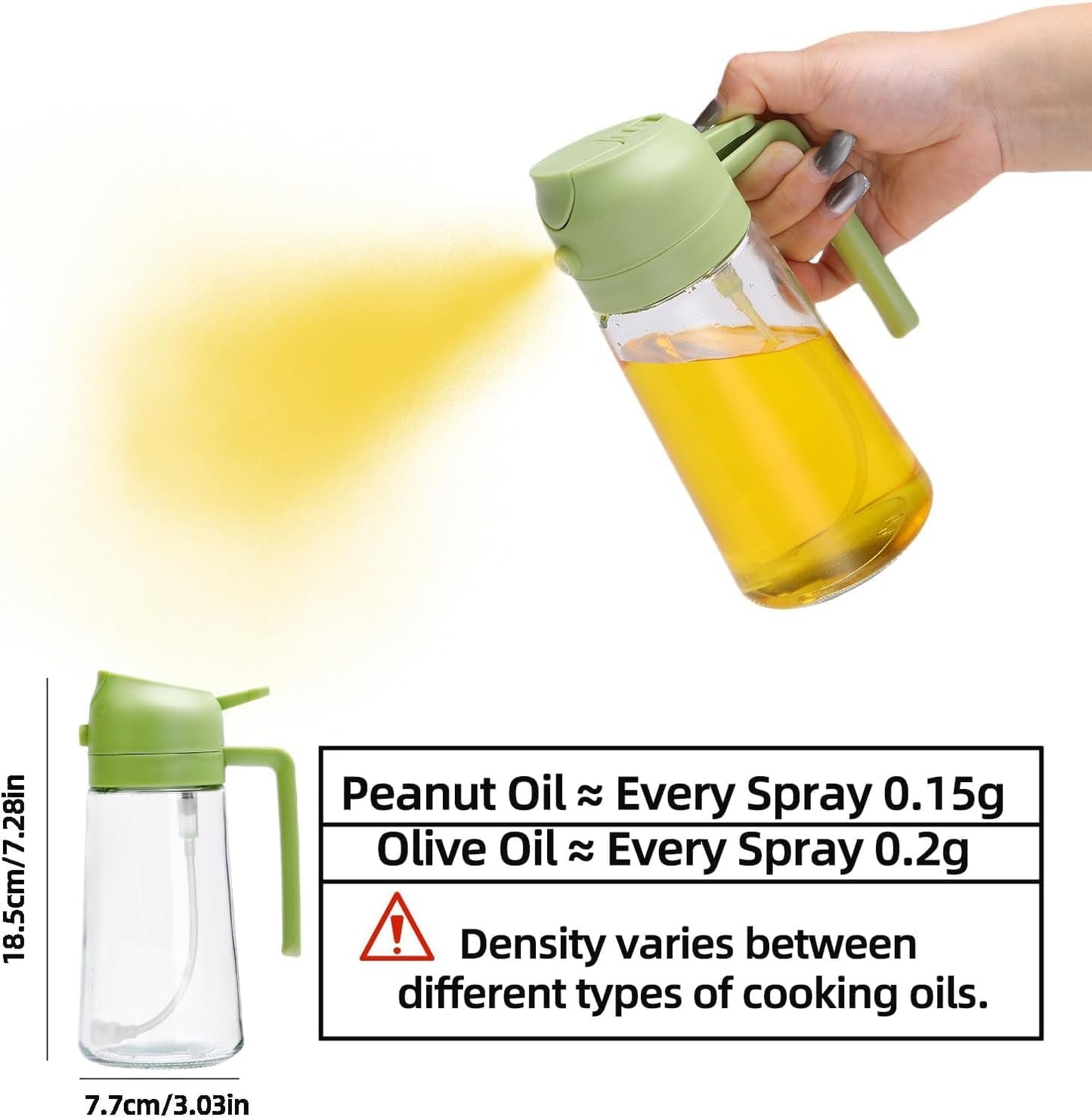 16oz Glass Oil Sprayer & Dispenser 2-in-1 for Cooking