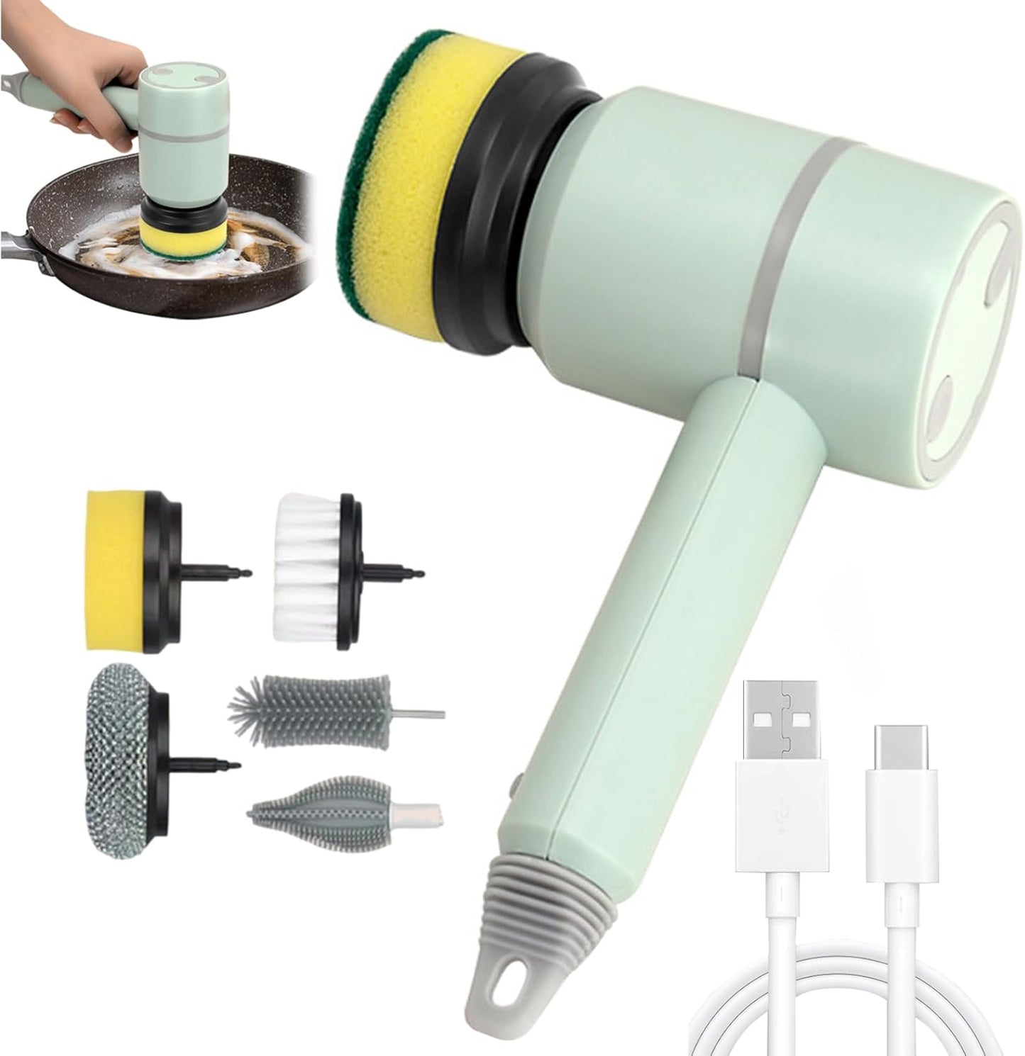 Electric Dish Scrubber – USB Rechargeable Cleaning Brush