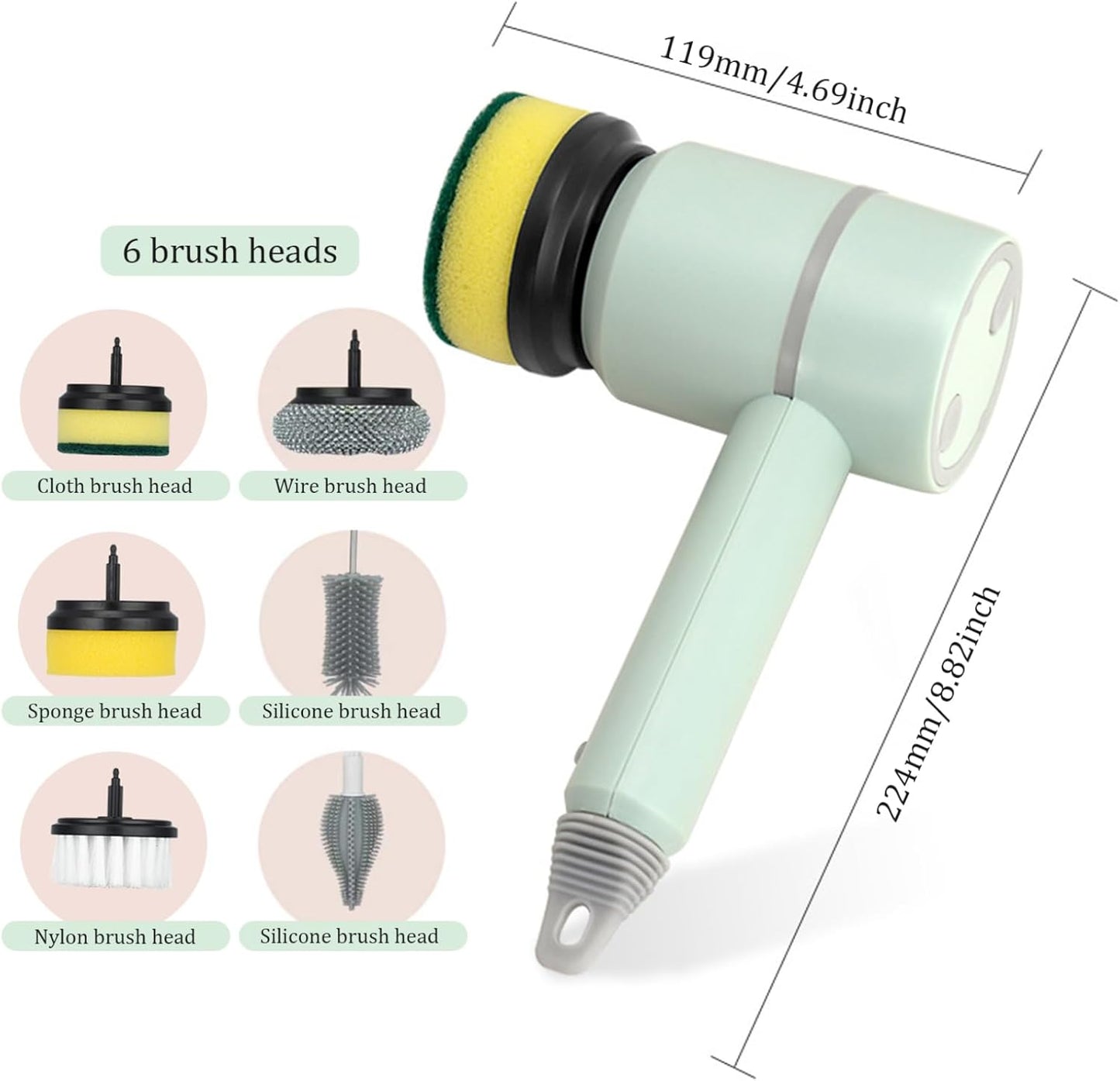 Electric Dish Scrubber – USB Rechargeable Cleaning Brush