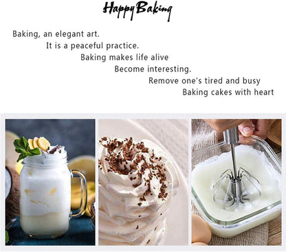 Stainless Steel Egg Whisk, Hand Push Rotary Whisk Blender, Versatile Milk Frother, Hand Push Mixer Stirrer for Blending, Whisking, Beating & Stirring