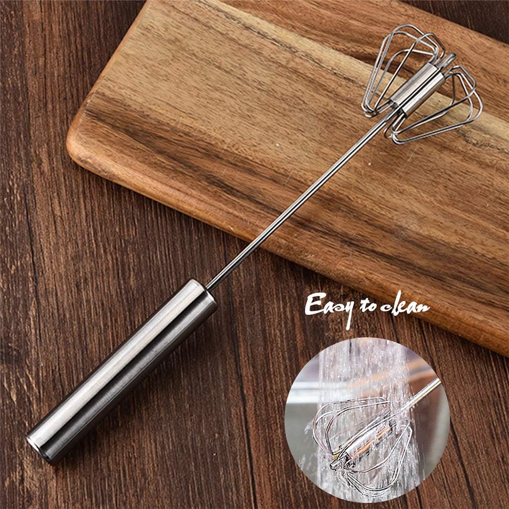 Stainless Steel Egg Whisk, Hand Push Rotary Whisk Blender, Versatile Milk Frother, Hand Push Mixer Stirrer for Blending, Whisking, Beating & Stirring