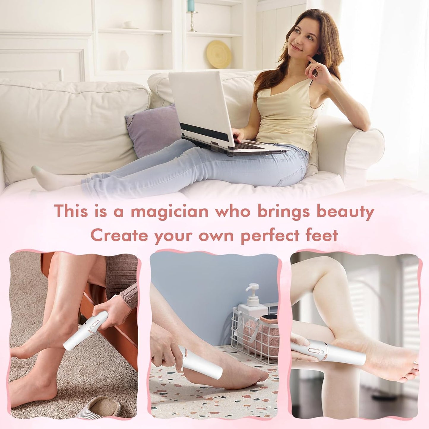 Electric Foot File and Callus Remover,Professional Pedicure Tools for Dry, Calluses, Dead, Cracked, Hard Skin,Equipped with 2 Grinding Heads and 1 Cleaning Brush