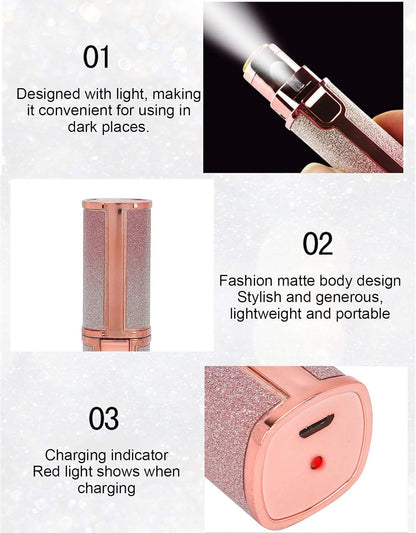 Eyebrow & Facial Hair Removal for Women, 2 in 1 Rechargeable Nose Hair & Eyebrow Trimmer, Portable Shaver with LED Light, Painless Facial Hair Trimmer for Eyebrows Lips