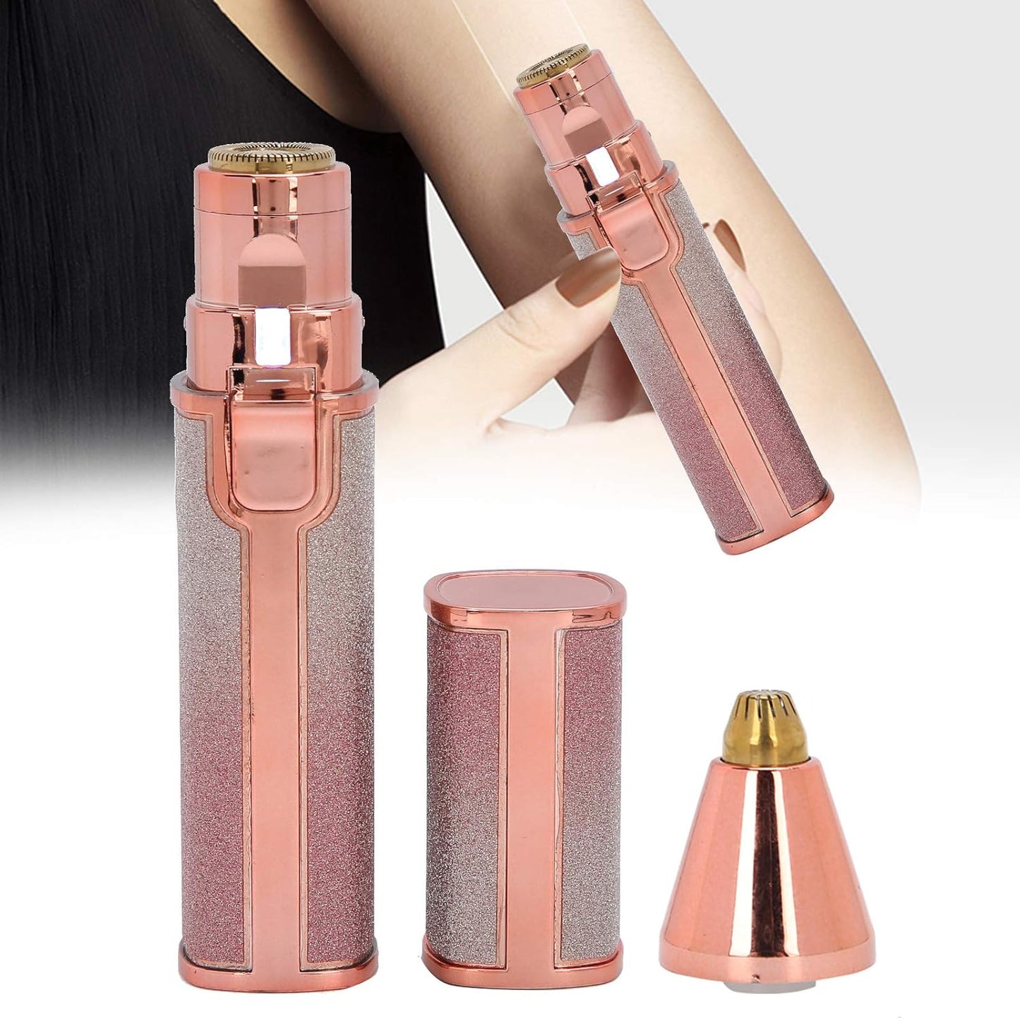 Eyebrow & Facial Hair Removal for Women, 2 in 1 Rechargeable Nose Hair & Eyebrow Trimmer, Portable Shaver with LED Light, Painless Facial Hair Trimmer for Eyebrows Lips